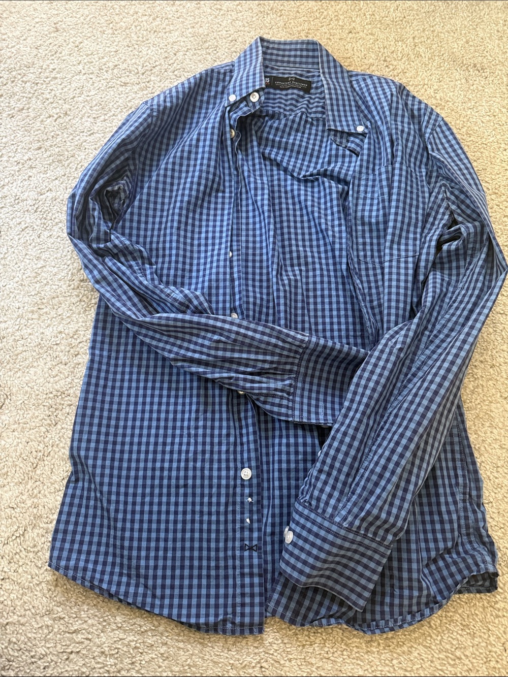Slim fit Blue Gingham Long-Sleeve Dress Shirt